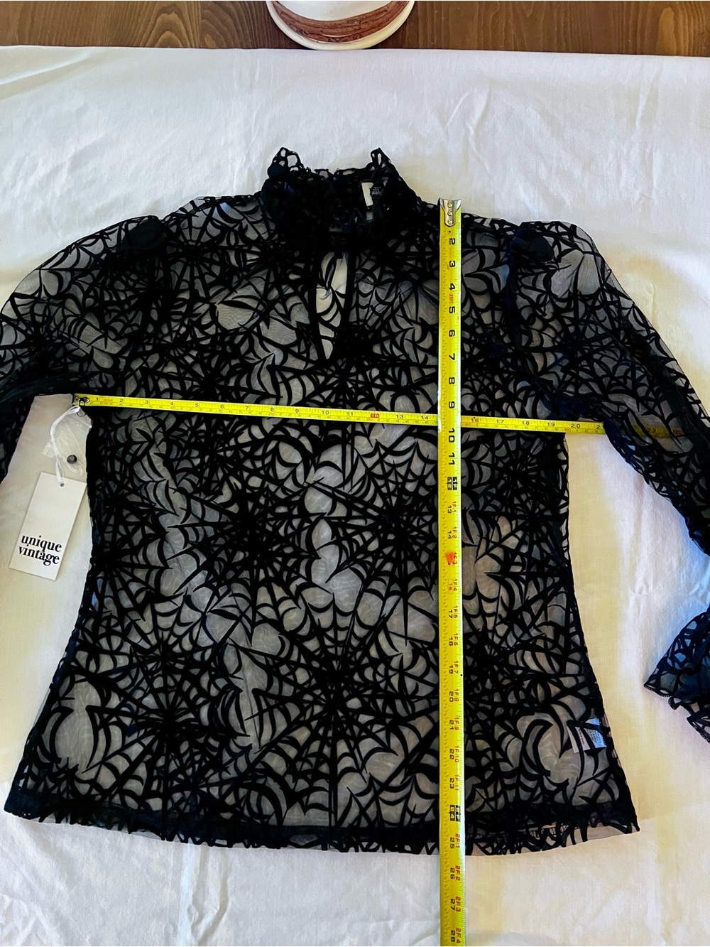Unique Vintage Halloween Sheer Spiderweb Blouse Sheer New L - Picture 7 of 7